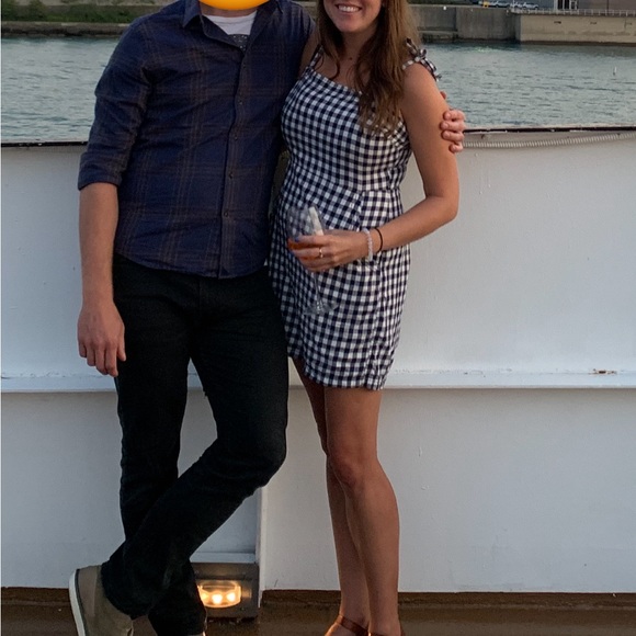 Express Navy Gingham Dress - Picture 5 of 5